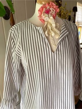 ravel Striped Tunic Top in Greige and White LG